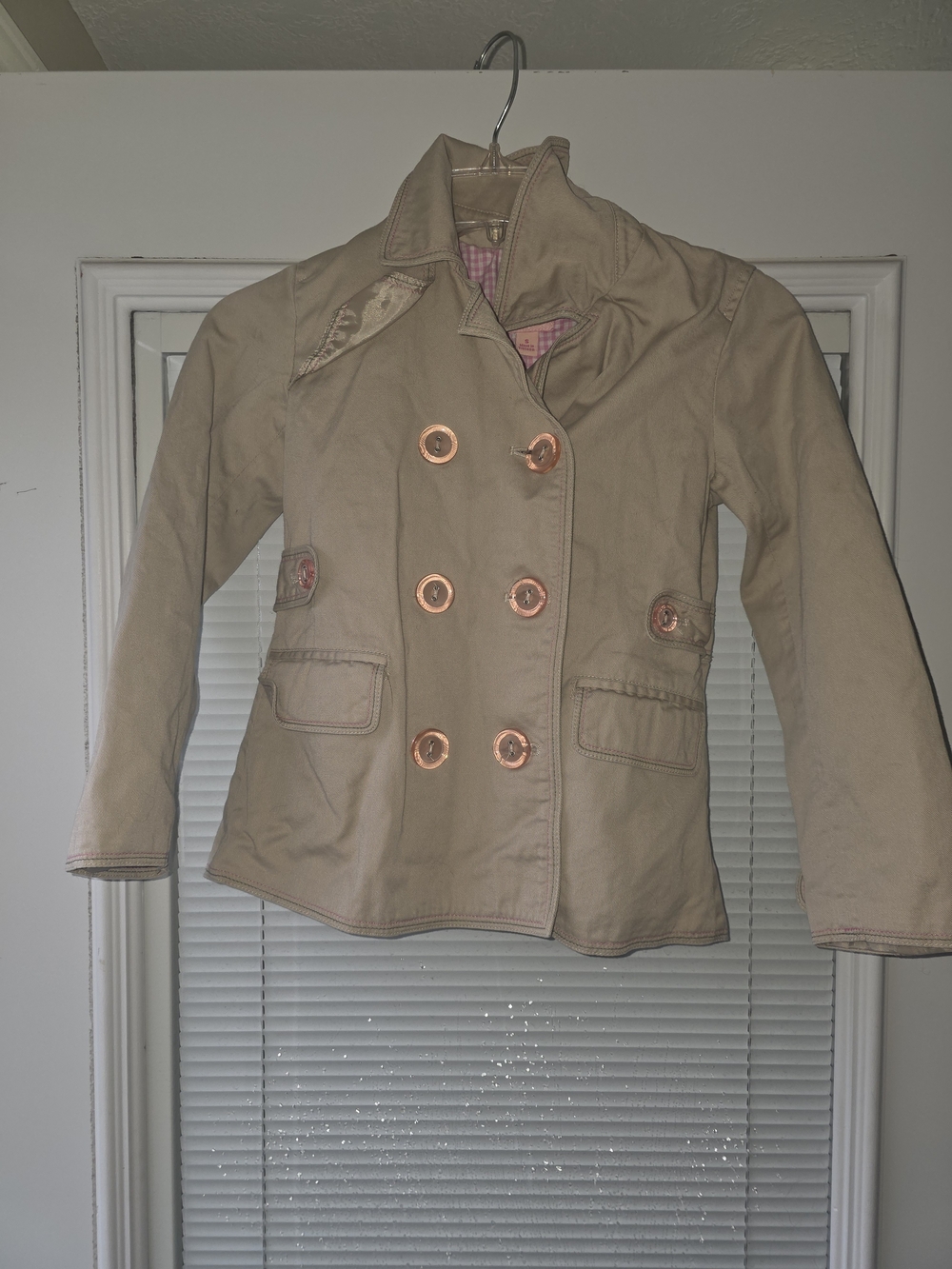 Vintage Candie's Beige Double-Breasted Peacoat with Gold Buttons